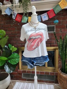Garage x The Rolling Stones Tongue Logo Graphic Tee White Size S